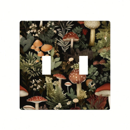 Retro Bohemian Mushrooms Wall Plate Electrical Receptacle Light Switch Cover Decorative Electric Switchplate Bathroom Bedroom Living Room Country Decor, Home Decor, Room Accents, Mushroom Theme, Retro