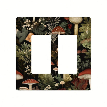 Retro Bohemian Mushrooms Wall Plate Electrical Receptacle Light Switch Cover Decorative Electric Switchplate Bathroom Bedroom Living Room Country Decor, Home Decor, Room Accents, Mushroom Theme, Retro