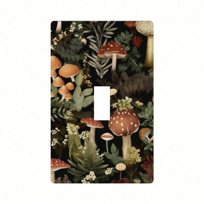 Retro Bohemian Mushrooms Wall Plate Electrical Receptacle Light Switch Cover Decorative Electric Switchplate Bathroom Bedroom Living Room Country Decor, Home Decor, Room Accents, Mushroom Theme, Retro