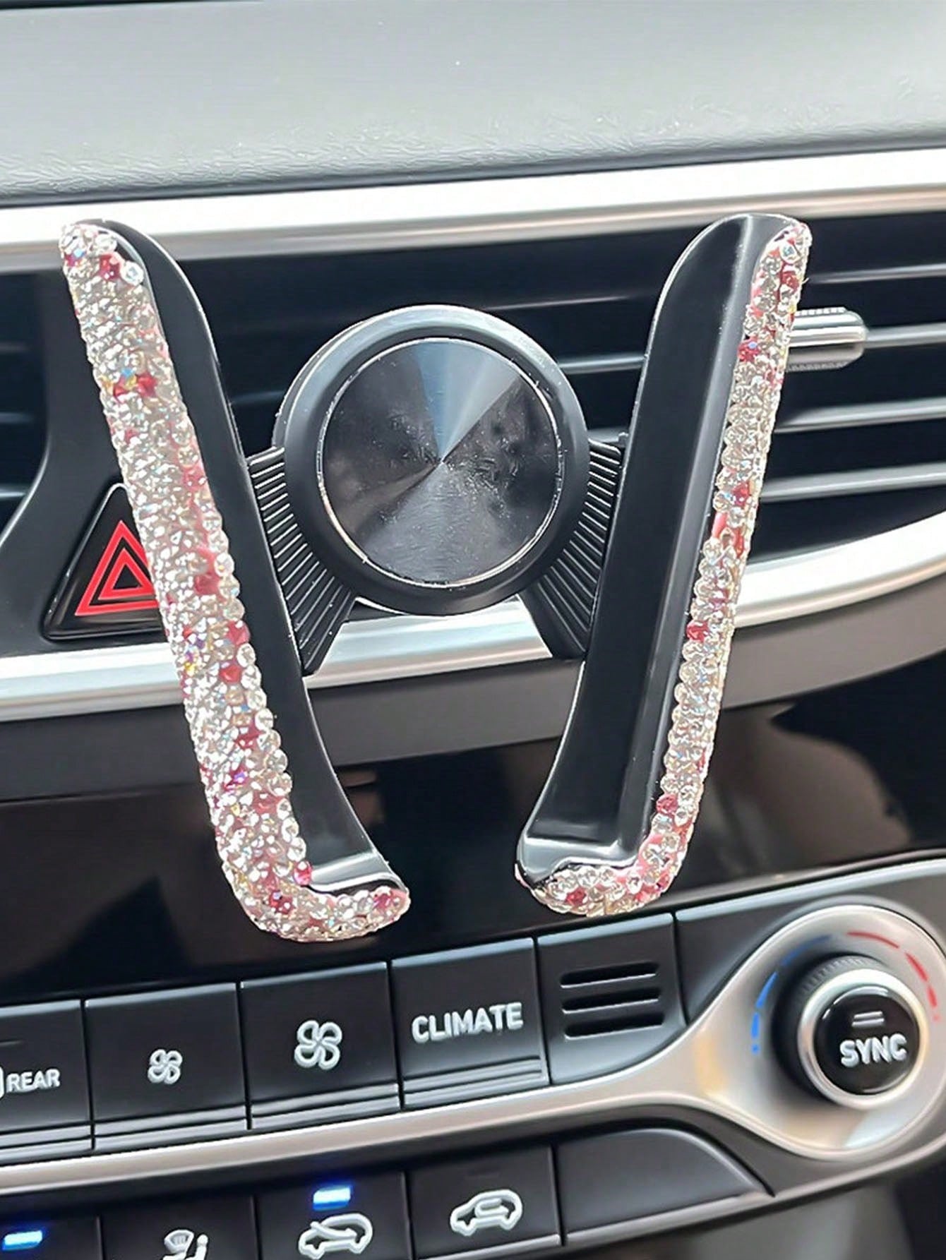 Rhinestone Decorated Gravity Car Phone Holder, Dual-Use Air Vent And Dashboard Mount, Cute Multi-Function Car Accessory, Suitable As Birthday Gift For Boyfriend, Family And Friends, Compatible With IP