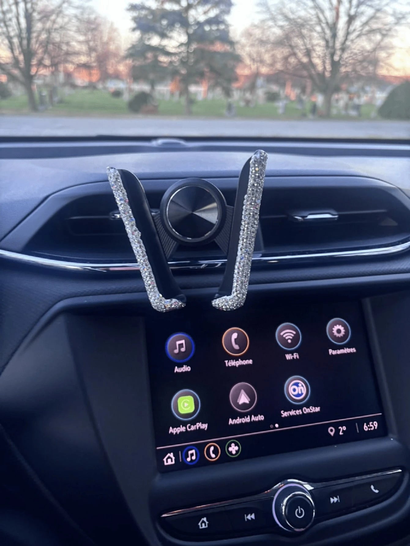 Rhinestone Decorated Gravity Car Phone Holder, Dual-Use Air Vent And Dashboard Mount, Cute Multi-Function Car Accessory, Suitable As Birthday Gift For Boyfriend, Family And Friends, Compatible With IP