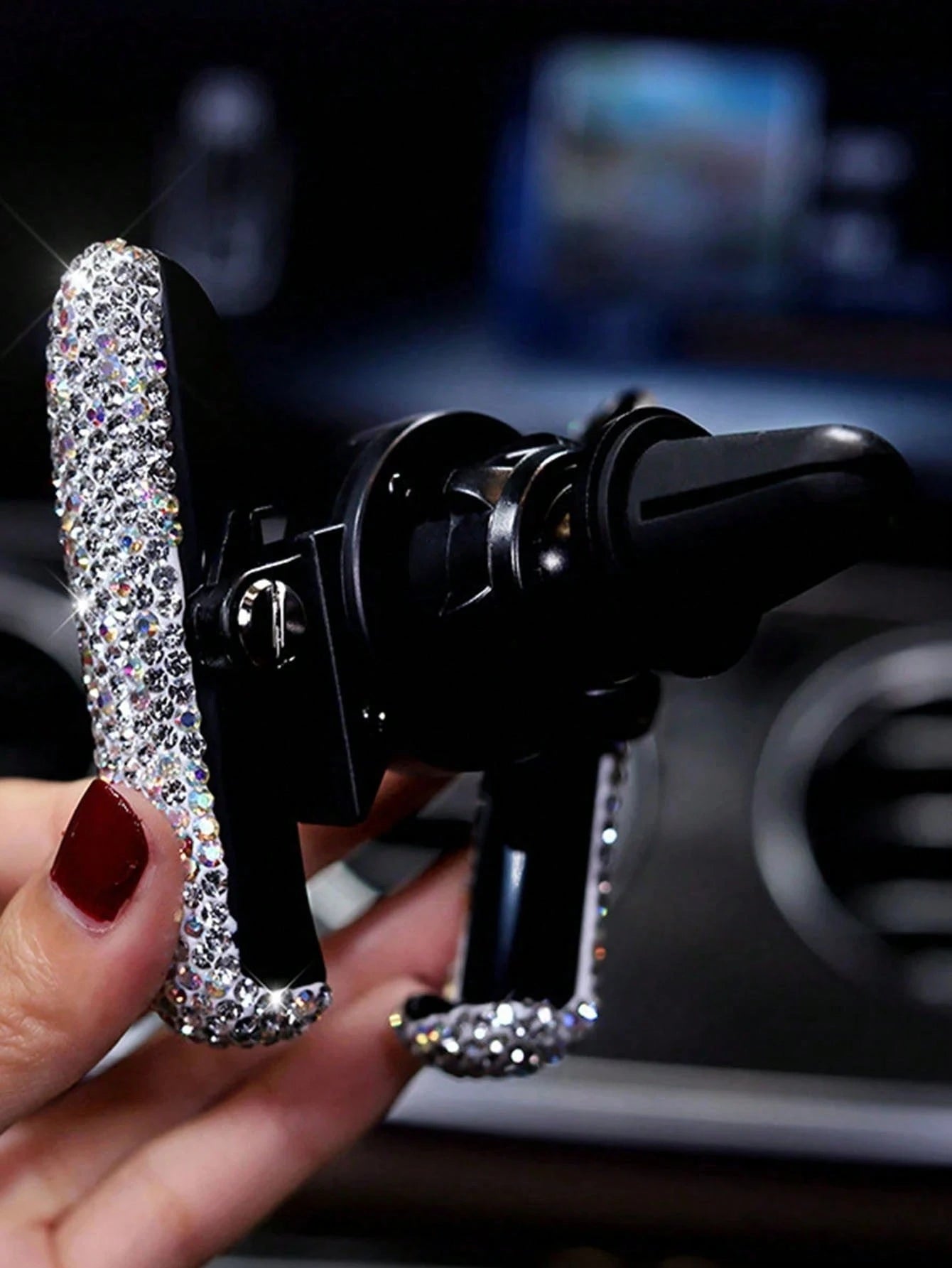 Rhinestone Decorated Gravity Car Phone Holder, Dual-Use Air Vent And Dashboard Mount, Cute Multi-Function Car Accessory, Suitable As Birthday Gift For Boyfriend, Family And Friends, Compatible With IP