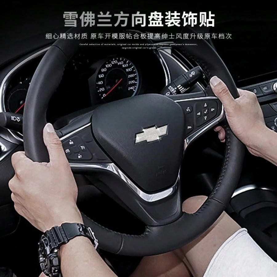 Rhinestone Steering Wheel Emblem, Chevrolet Equinox Camaro Interior Decal & Car Interior Accessories For Women