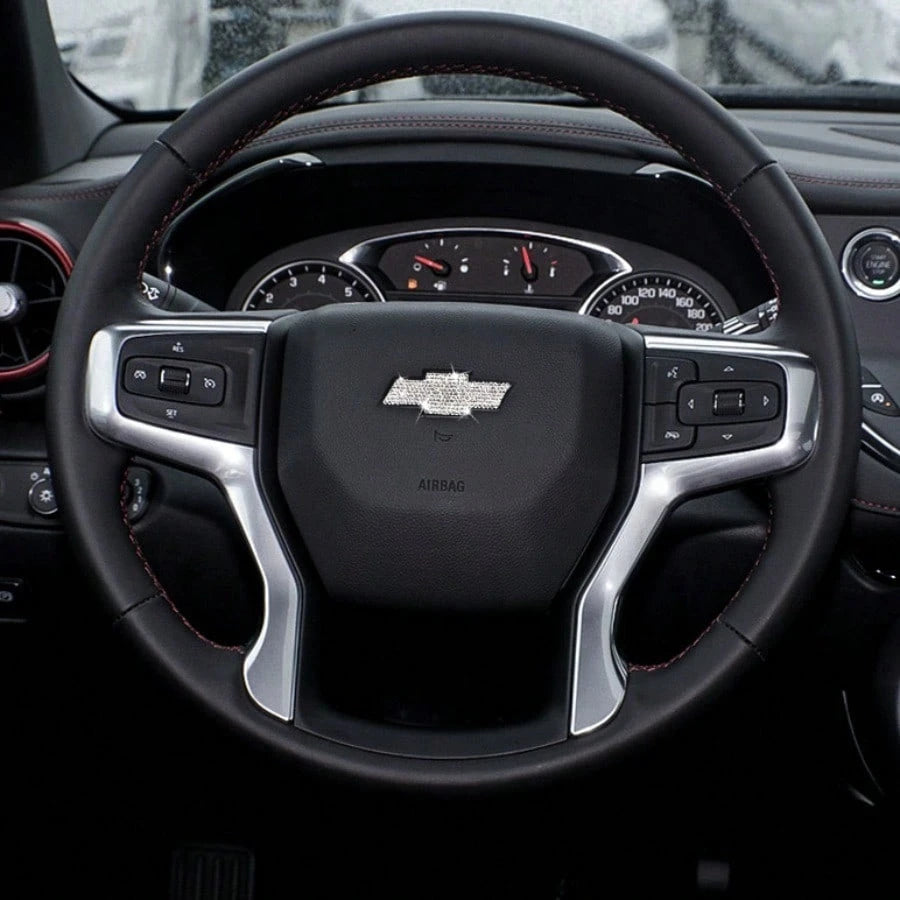 Rhinestone Steering Wheel Emblem, Chevrolet Equinox Camaro Interior Decal & Car Interior Accessories For Women