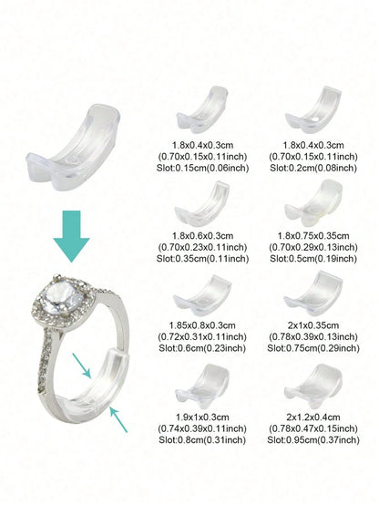 Ring Adjuster, Jewelry Ring Accessories, Reusable, Suitable For Various Ring Styles, Comes With Transparent Storage Box As Gift