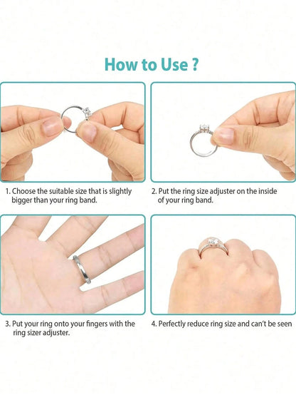Ring Adjuster, Jewelry Ring Accessories, Reusable, Suitable For Various Ring Styles, Comes With Transparent Storage Box As Gift