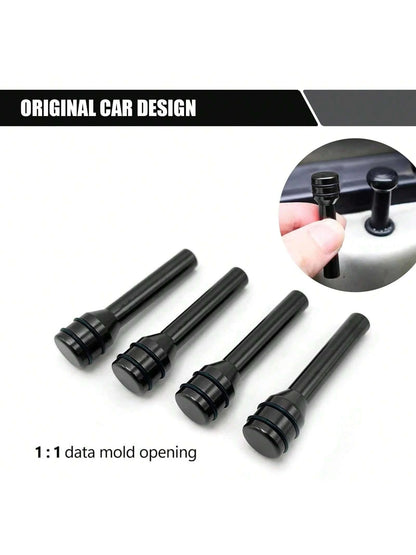 ROJEMXVE 4pcs Car Door Lock Knob, Aluminum Alloy Interior Door Lock Pin, 1.9"X0.4" Door Lock Knob Button, Car Interior Accessories, Compatible With Most Cars, Trucks And