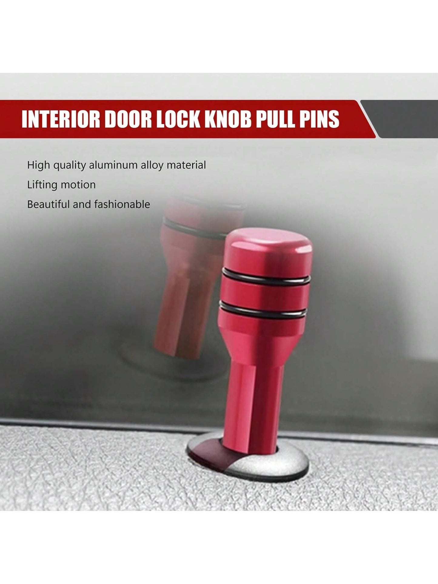 ROJEMXVE 4pcs Car Door Lock Knob, Aluminum Alloy Interior Door Lock Pin, 1.9"X0.4" Door Lock Knob Button, Car Interior Accessories, Compatible With Most Cars, Trucks And