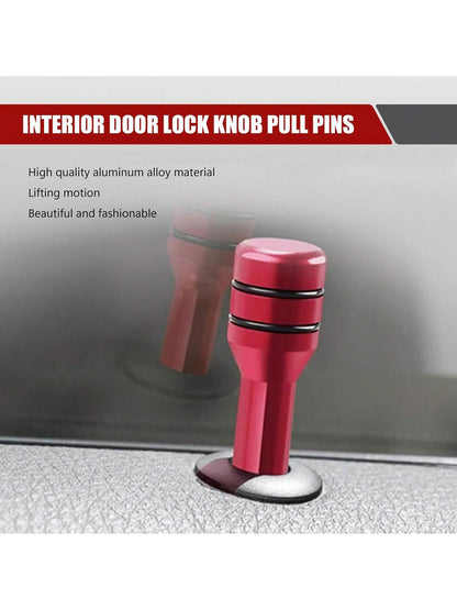 ROJEMXVE 4pcs Car Door Lock Knob, Aluminum Alloy Interior Door Lock Pin, 1.9"X0.4" Door Lock Knob Button, Car Interior Accessories, Compatible With Most Cars, Trucks And