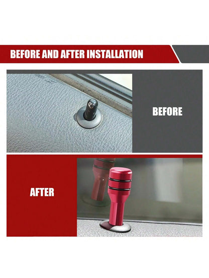 ROJEMXVE 4pcs Car Door Lock Knob, Aluminum Alloy Interior Door Lock Pin, 1.9"X0.4" Door Lock Knob Button, Car Interior Accessories, Compatible With Most Cars, Trucks And