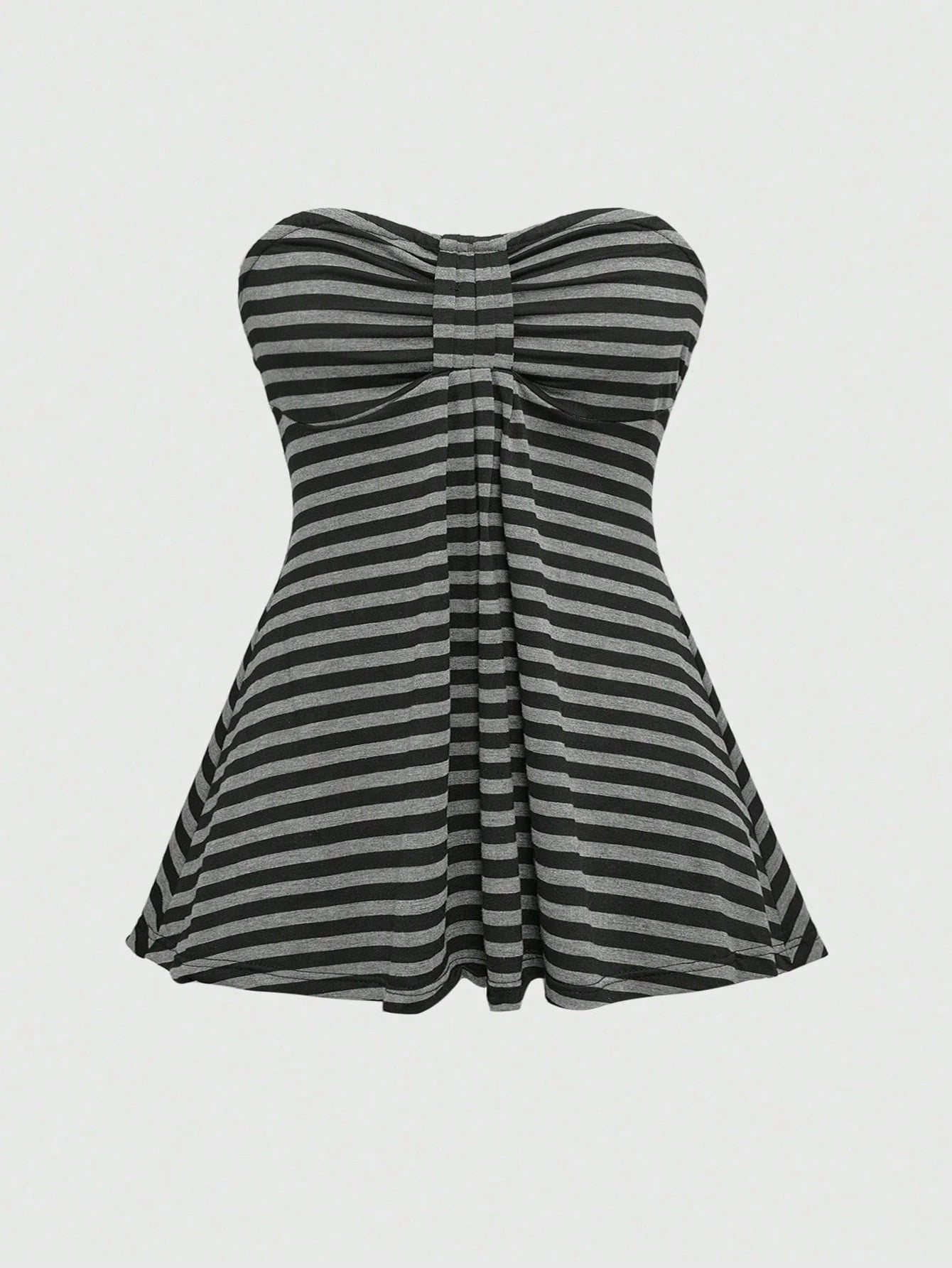 ROMWE Goth Y2K Hot Girl Retro Striped Fitted Plus Size Tube Top For Music Festival