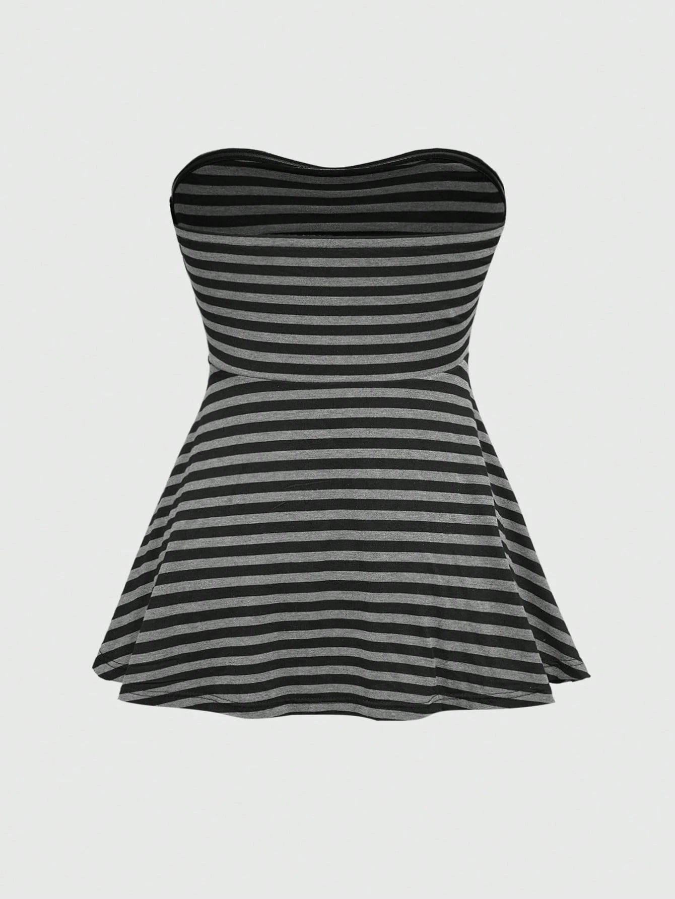 ROMWE Goth Y2K Hot Girl Retro Striped Fitted Plus Size Tube Top For Music Festival