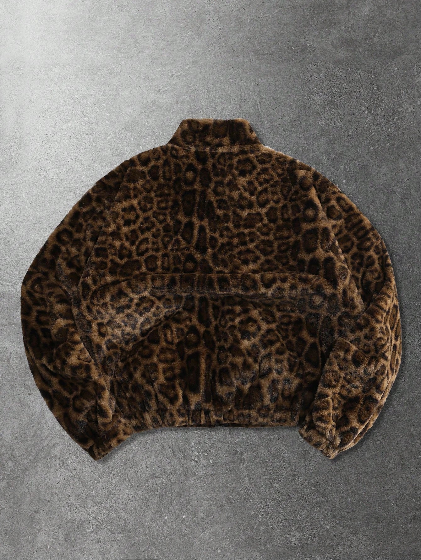 ROMWE MEN Street Life Spring Casual Leopard Unisex Leopard Textured Street Style Jacket, Casual Autumn/Winter