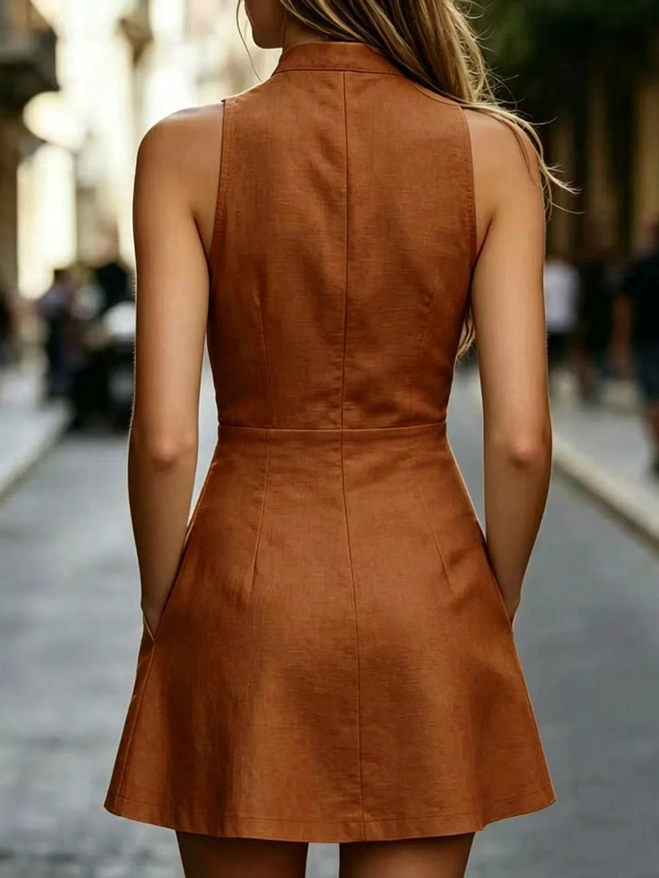 RosyDaze Women's Summer Casual Solid Color Sleeveless Mini Dress