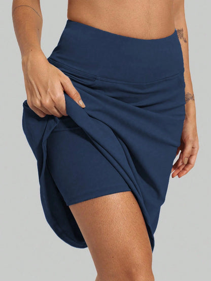 RUNONWHEELS 5 Women's Golf Skirt, Mid-Length Tennis Skirt Knee-Length, Sports Casual Pockets UV Protection Summer