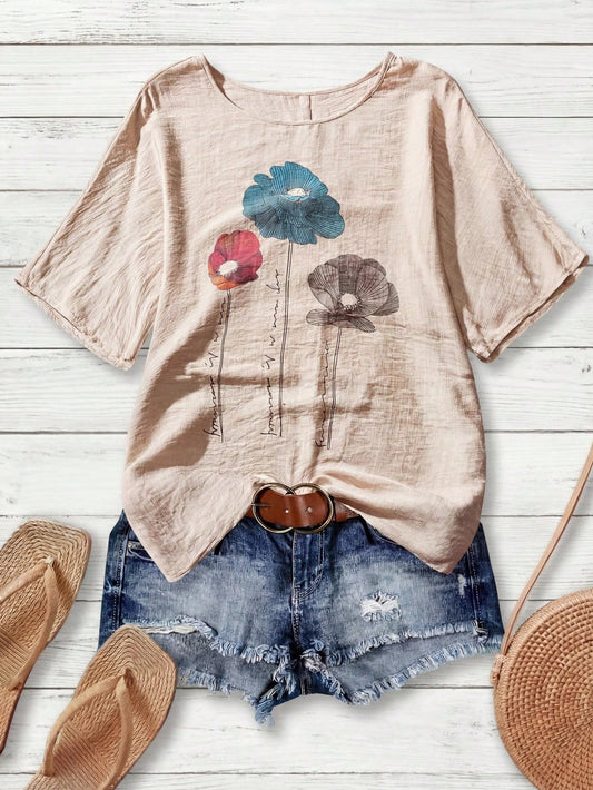 Rusticease Women's Floral Print Casual Vacation Blouse Summer For Women Blouse For Women Mother's Day Top
