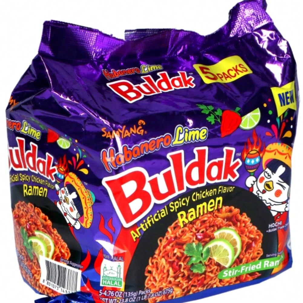 Samyang Buldak Hot Chicken Ramen, Korean Stir-Fried Instant Noodle, 2X Spicy, 4.94 OZ(140g), Pack Of 5