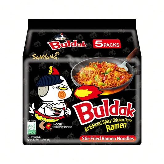 Samyang Buldak Spicy Ramen, Hot Chicken Ramen, Korean Stir-Fried Instant Noodle, Original, 1 Bag With 5 Pack