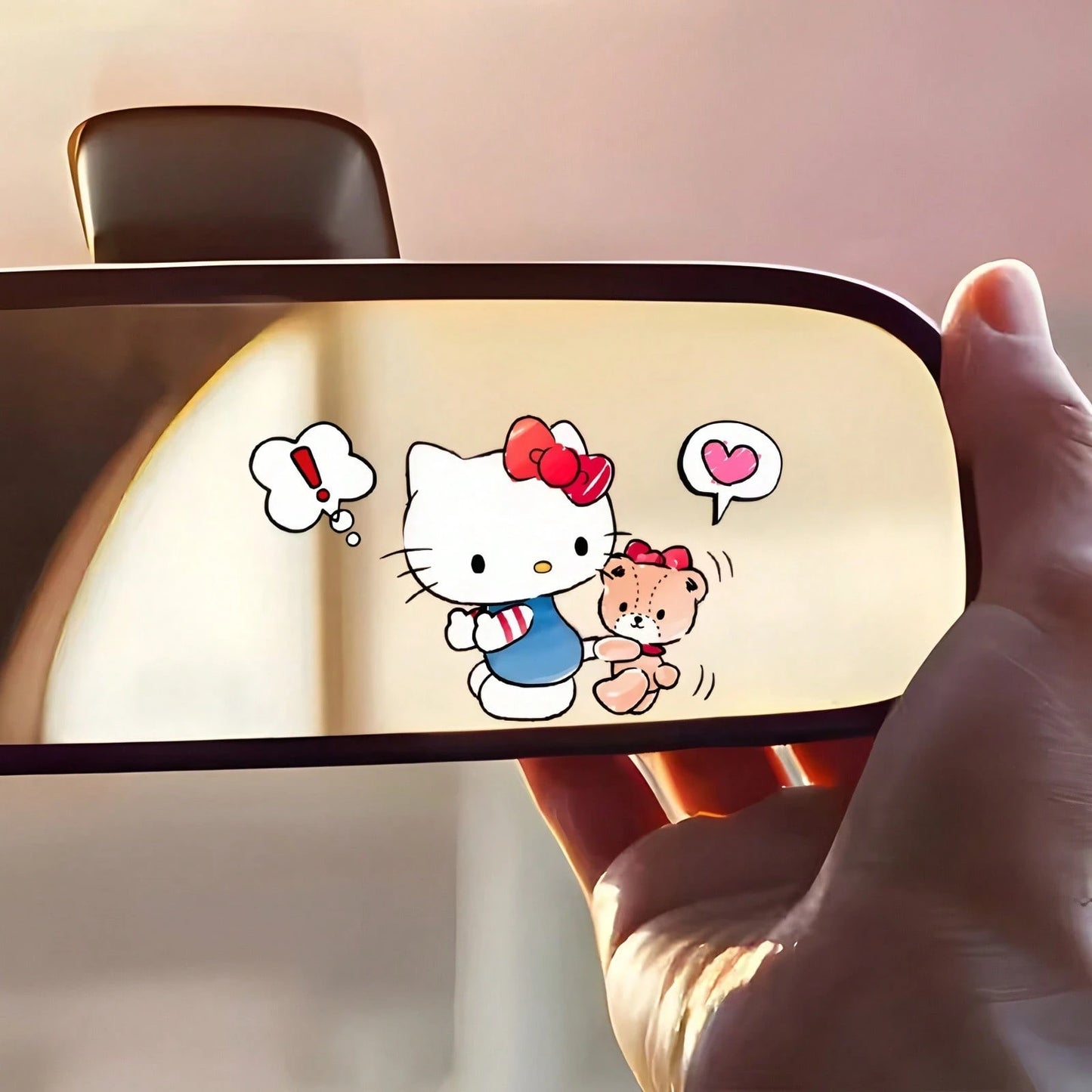 SANRIO 1pc Hello Kitty Vehicle Rearview Mirror Stickers, Cute And Fun, Ideal For Cars, Trucks, Motorcycles, And Walls- Made To Last, Great For Gifting During Halloween, Christmas, New Year, And Other