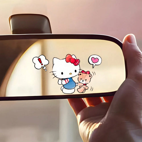 SANRIO 1pc Hello Kitty Vehicle Rearview Mirror Stickers, Cute And Fun, Ideal For Cars, Trucks, Motorcycles, And Walls- Made To Last, Great For Gifting During Halloween, Christmas, New Year, And Other