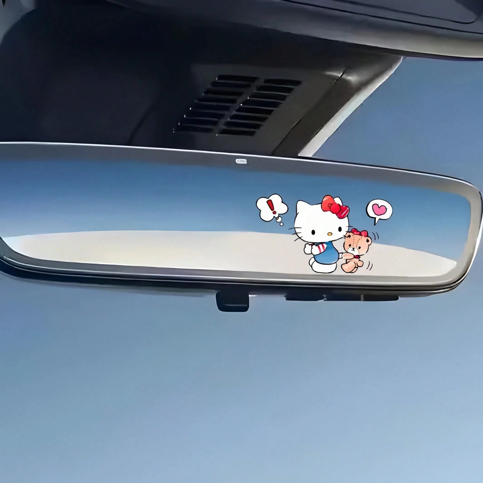 SANRIO 1pc Hello Kitty Vehicle Rearview Mirror Stickers, Cute And Fun, Ideal For Cars, Trucks, Motorcycles, And Walls- Made To Last, Great For Gifting During Halloween, Christmas, New Year, And Other