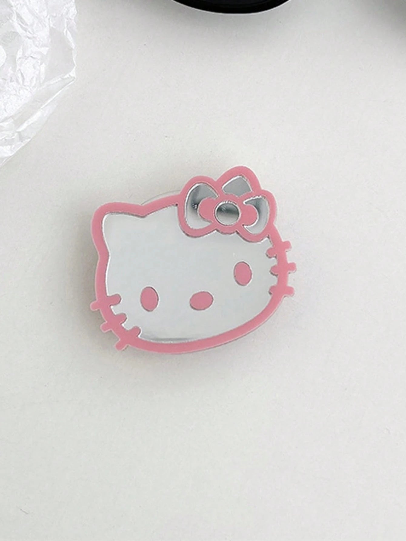 Sanrio Hello Kitty Cartoon Cat Phone Stand Mirror Sticker Adhesive Mirror Bow Tie Cat INS Style Retractable Phone Holder