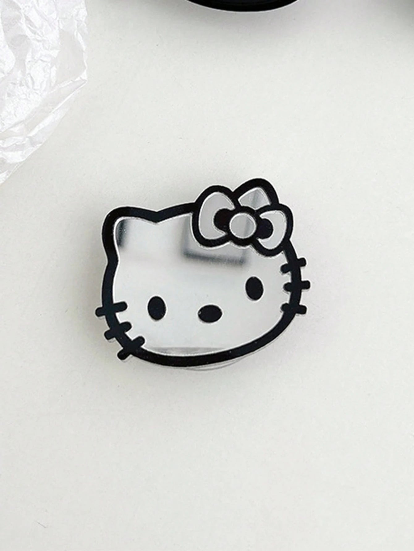 Sanrio Hello Kitty Cartoon Cat Phone Stand Mirror Sticker Adhesive Mirror Bow Tie Cat INS Style Retractable Phone Holder
