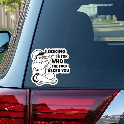 Sassy Sarcastic Boy Telescope Cartoon Sticker, Funny Quote Decal For Water Bottle Laptop Notebook, Waterproof Vinyl Meme Decor Sticker