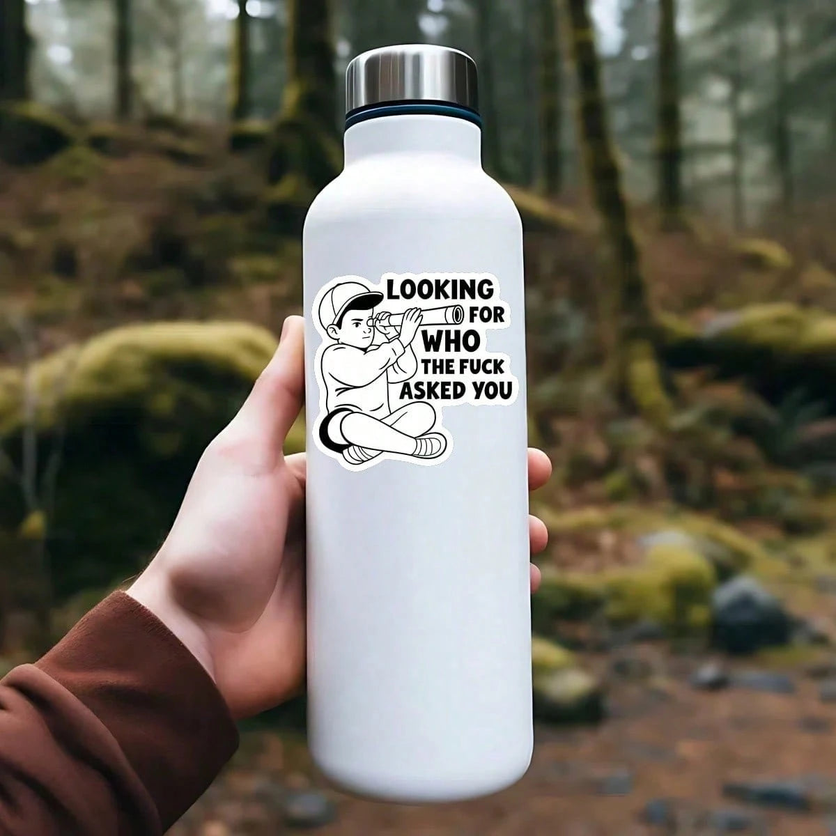 Sassy Sarcastic Boy Telescope Cartoon Sticker, Funny Quote Decal For Water Bottle Laptop Notebook, Waterproof Vinyl Meme Decor Sticker