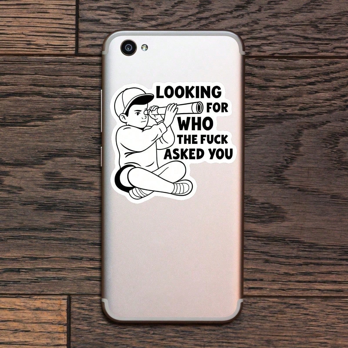 Sassy Sarcastic Boy Telescope Cartoon Sticker, Funny Quote Decal For Water Bottle Laptop Notebook, Waterproof Vinyl Meme Decor Sticker