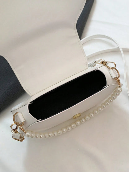 Seashell Shaped Faux Pearl Embellished Women's Handbag Crossbody Bag, Elegant Shell  Perfect For Parties Weddings Dinners & Banquets