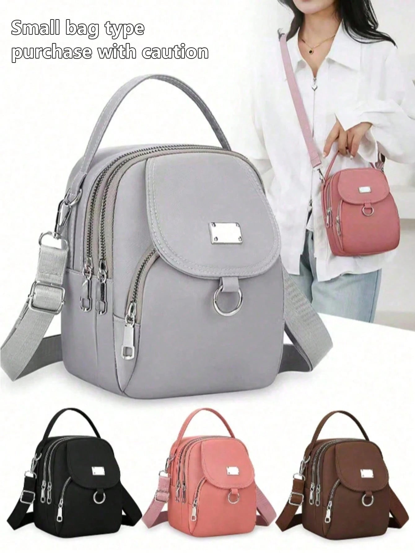 Seka Paul Women's Fashionable Crossbody Bag, Zipper Underarm Bag, Portable Backpack, Decorative Items, Paired With Solid Color Design, Simple And Fashion