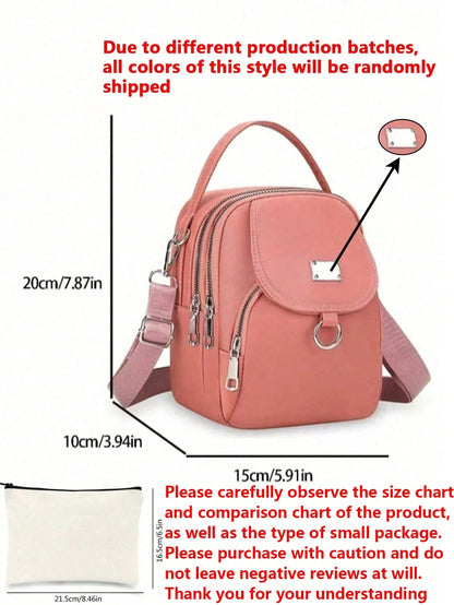 Seka Paul Women's Fashionable Crossbody Bag, Zipper Underarm Bag, Portable Backpack, Decorative Items, Paired With Solid Color Design, Simple And Fashion