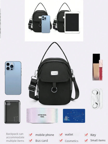 Seka Paul Women's Fashionable Crossbody Bag, Zipper Underarm Bag, Portable Backpack, Decorative Items, Paired With Solid Color Design, Simple And Fashion