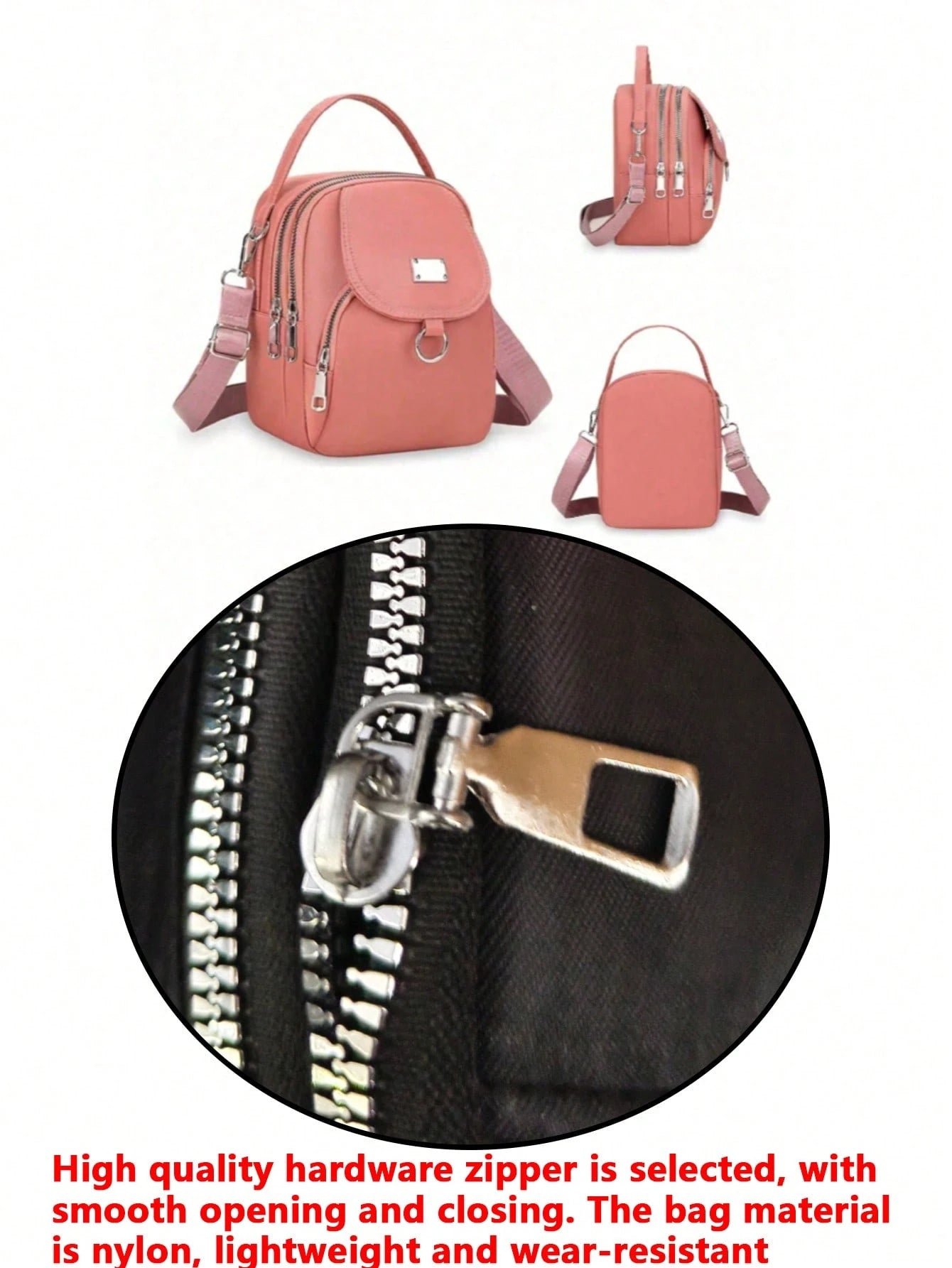 Seka Paul Women's Fashionable Crossbody Bag, Zipper Underarm Bag, Portable Backpack, Decorative Items, Paired With Solid Color Design, Simple And Fashion