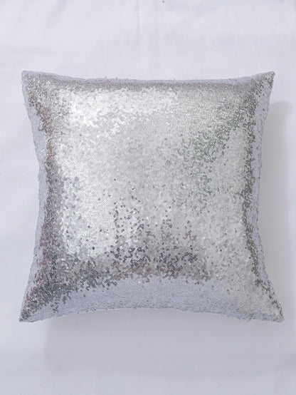 Sequin Cushion Cover Without Filler, Silver Throw Pillow Case, For Sofa, Living Room