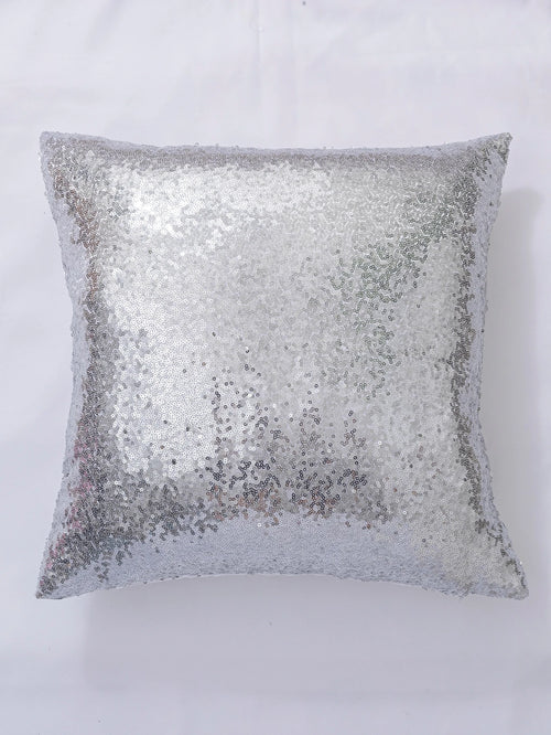 Sequin Cushion Cover Without Filler, Silver Throw Pillow Case, For Sofa, Living Room