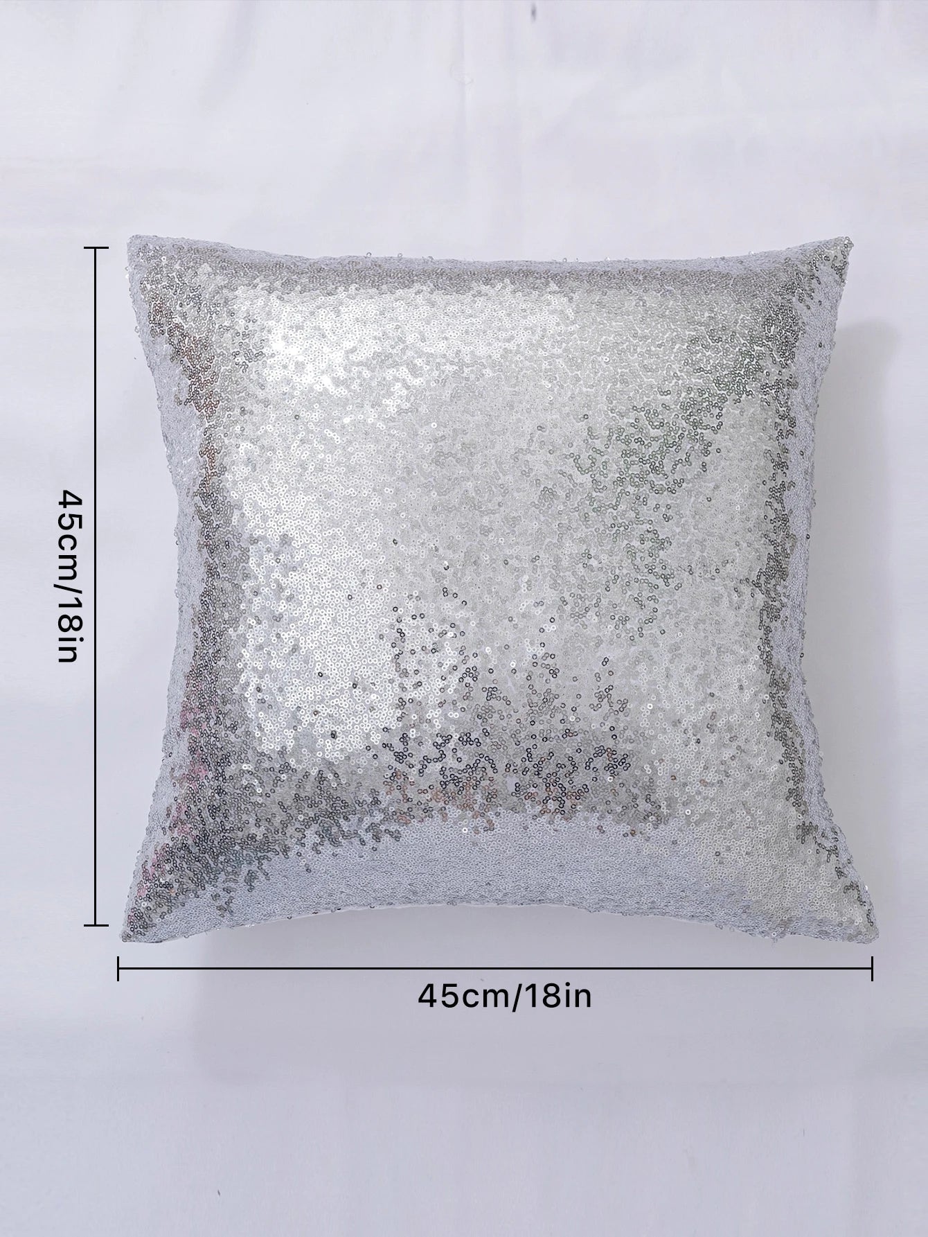 Sequin Cushion Cover Without Filler, Silver Throw Pillow Case, For Sofa, Living Room