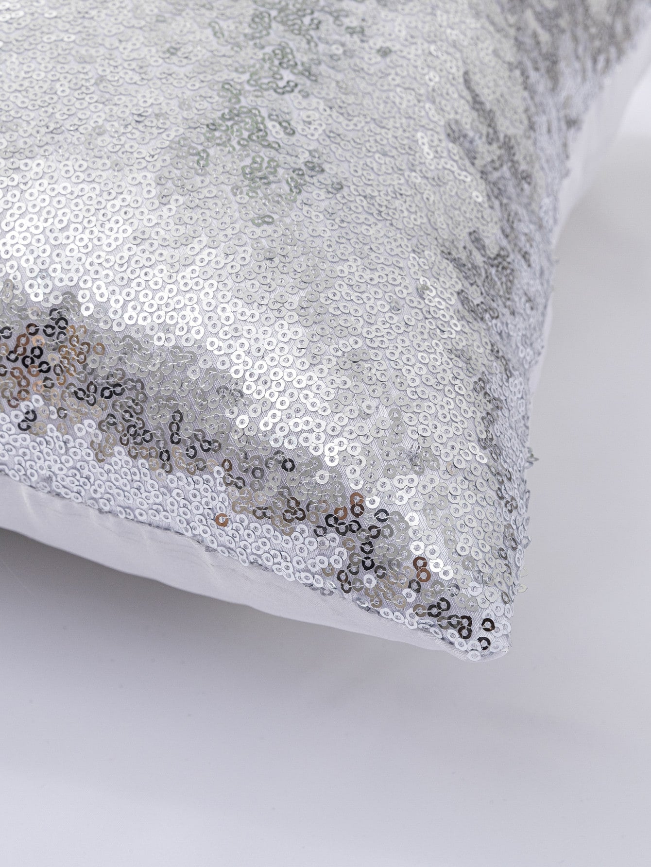 Sequin Cushion Cover Without Filler, Silver Throw Pillow Case, For Sofa, Living Room