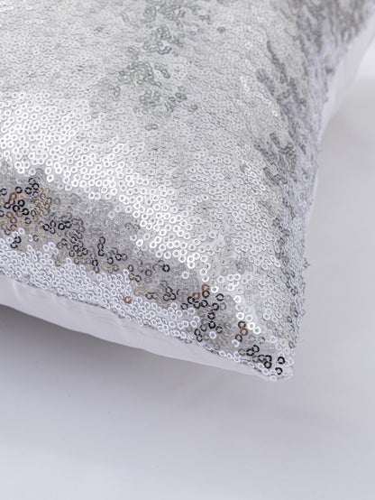 Sequin Cushion Cover Without Filler, Silver Throw Pillow Case, For Sofa, Living Room
