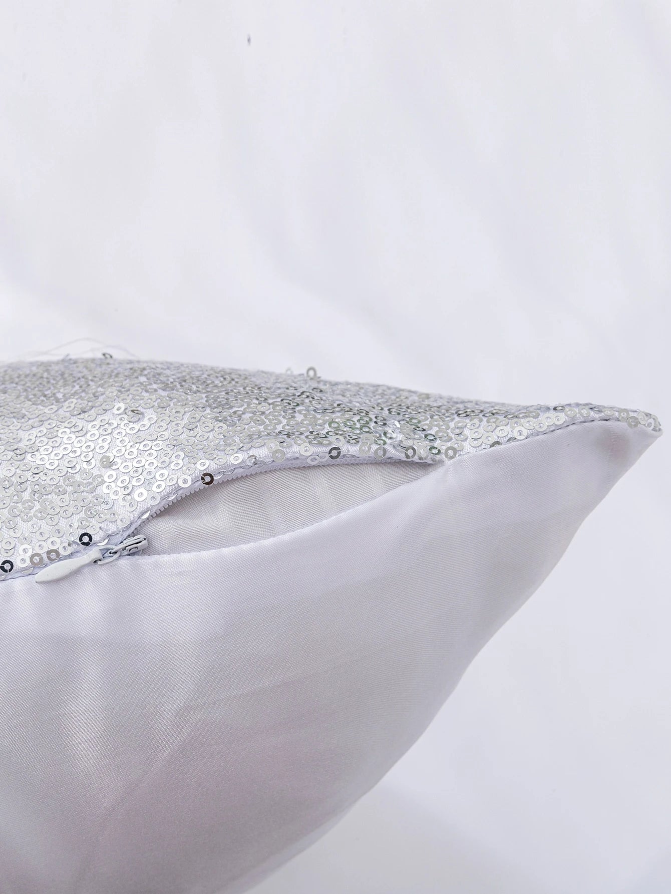 Sequin Cushion Cover Without Filler, Silver Throw Pillow Case, For Sofa, Living Room