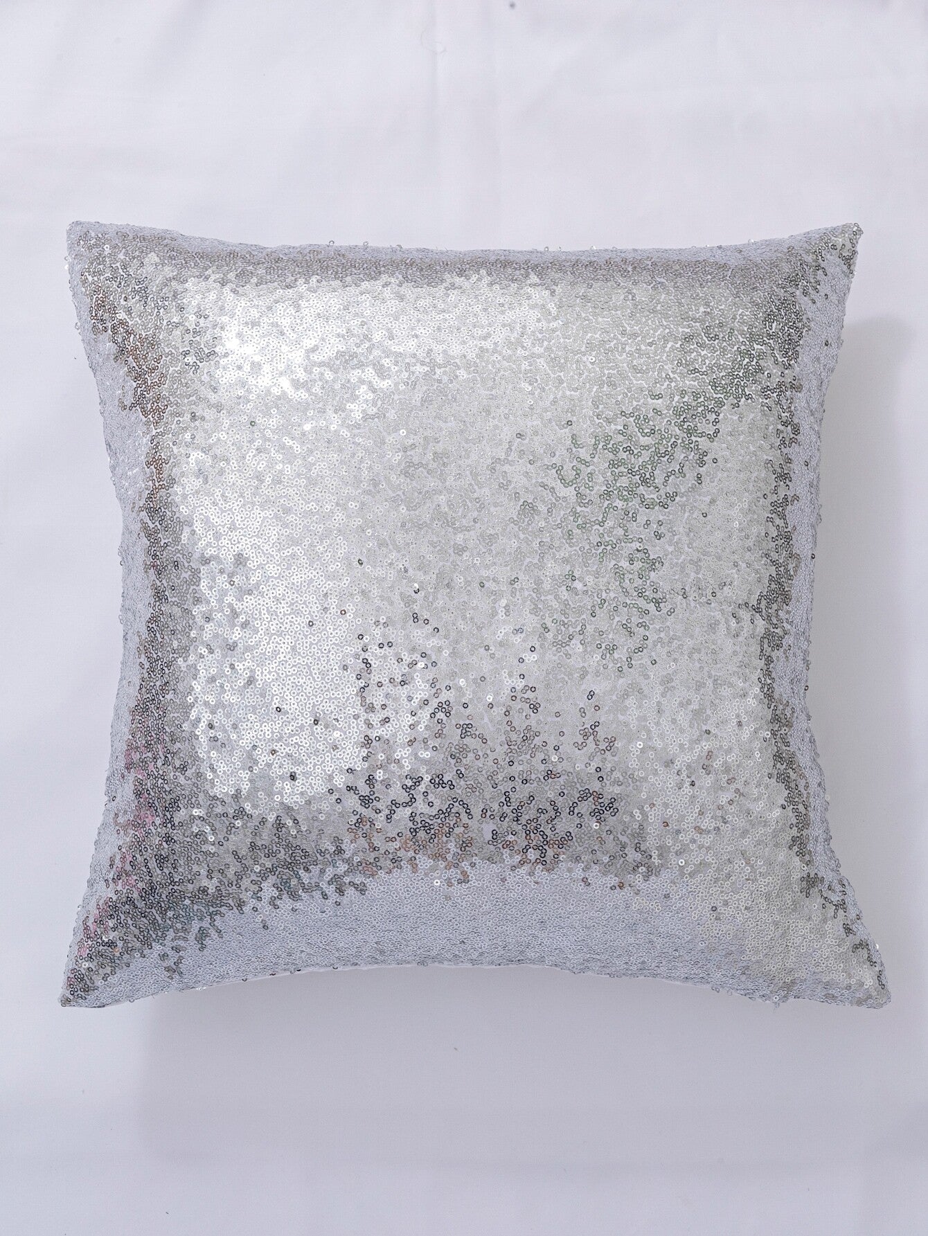 Sequin Cushion Cover Without Filler, Silver Throw Pillow Case, For Sofa, Living Room