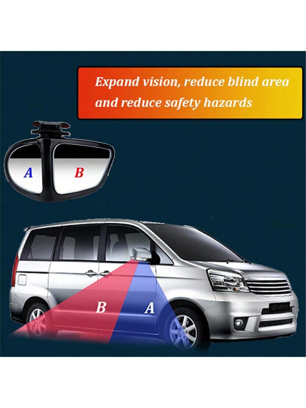Set Of 2 High-Definition Blind Spot Mirrors, 360° Adjustable, Wide-Angle View For Front And Rear Wheels(Black)