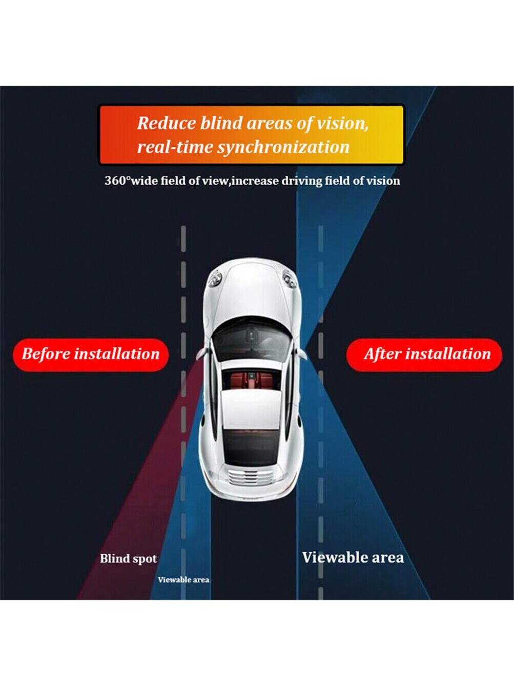 Set Of 2 High-Definition Blind Spot Mirrors, 360° Adjustable, Wide-Angle View For Front And Rear Wheels(Black)