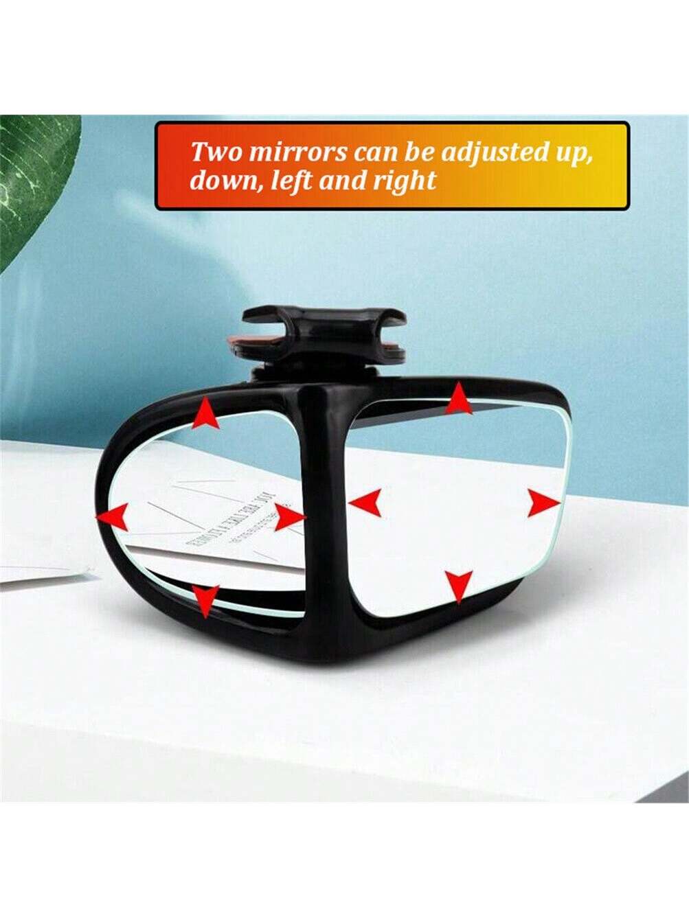 Set Of 2 High-Definition Blind Spot Mirrors, 360° Adjustable, Wide-Angle View For Front And Rear Wheels(Black)