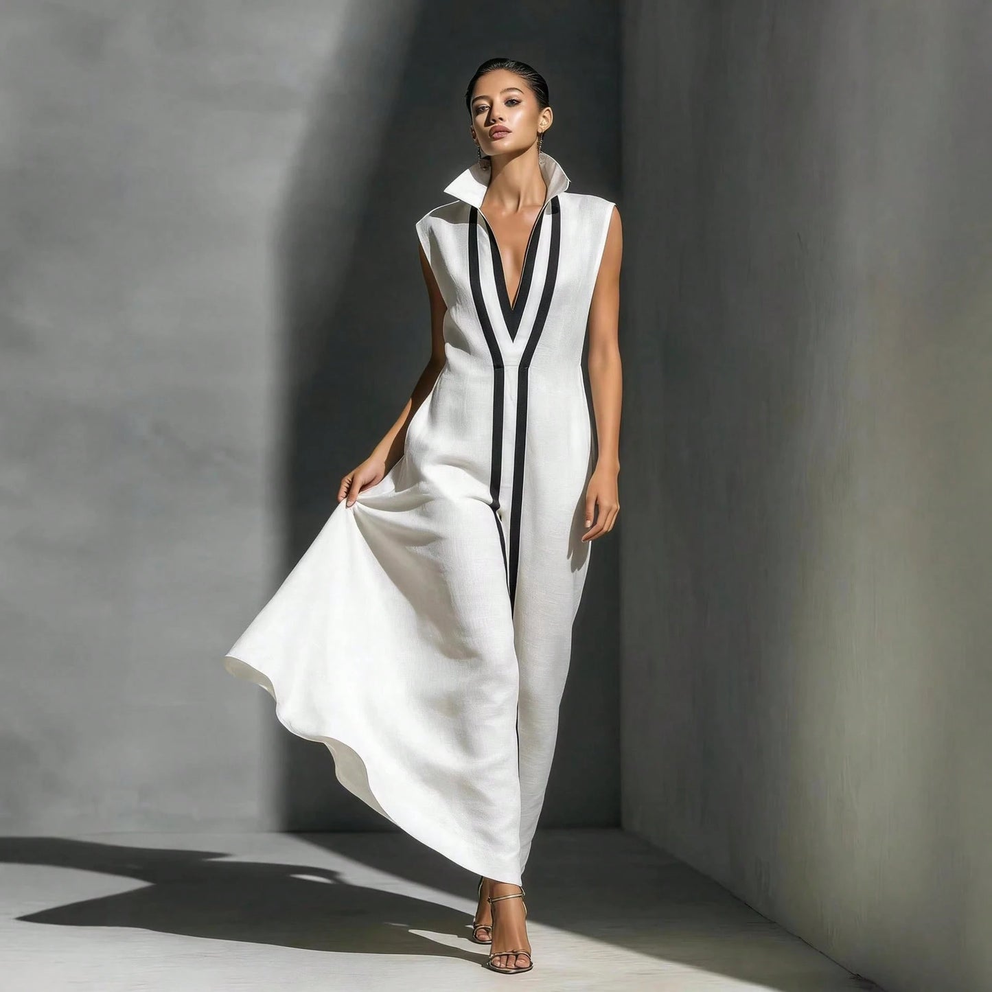 Sexy V Neck Color Block Casual Bodycon Dress Women 2026 Chic Slim Fit Street Style Midi Dress