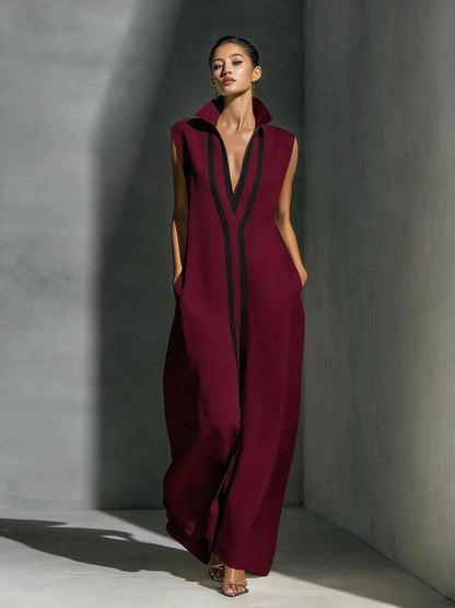 Sexy V Neck Color Block Casual Bodycon Dress Women 2026 Chic Slim Fit Street Style Midi Dress