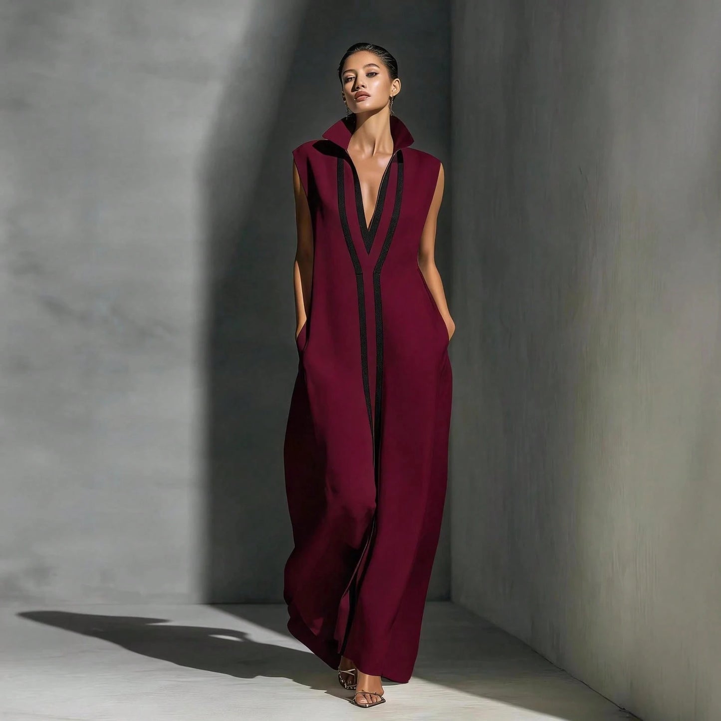 Sexy V Neck Color Block Casual Bodycon Dress Women 2026 Chic Slim Fit Street Style Midi Dress