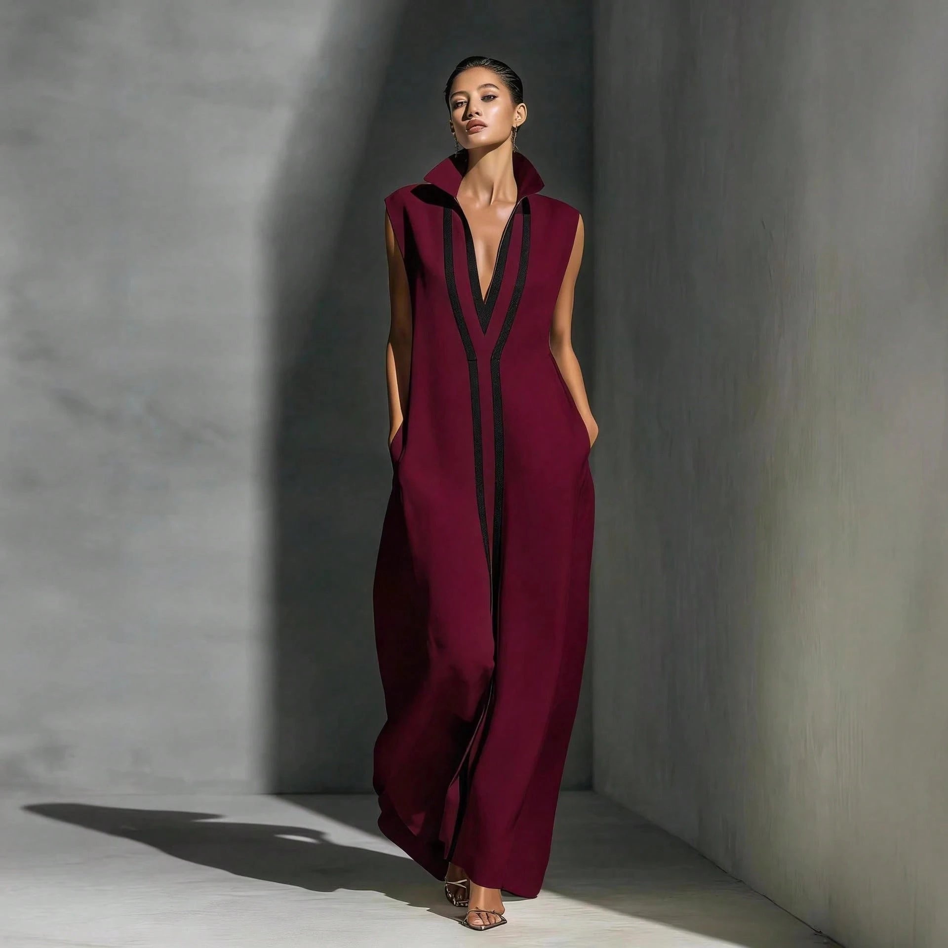 Sexy V Neck Color Block Casual Bodycon Dress Women 2026 Chic Slim Fit Street Style Midi Dress