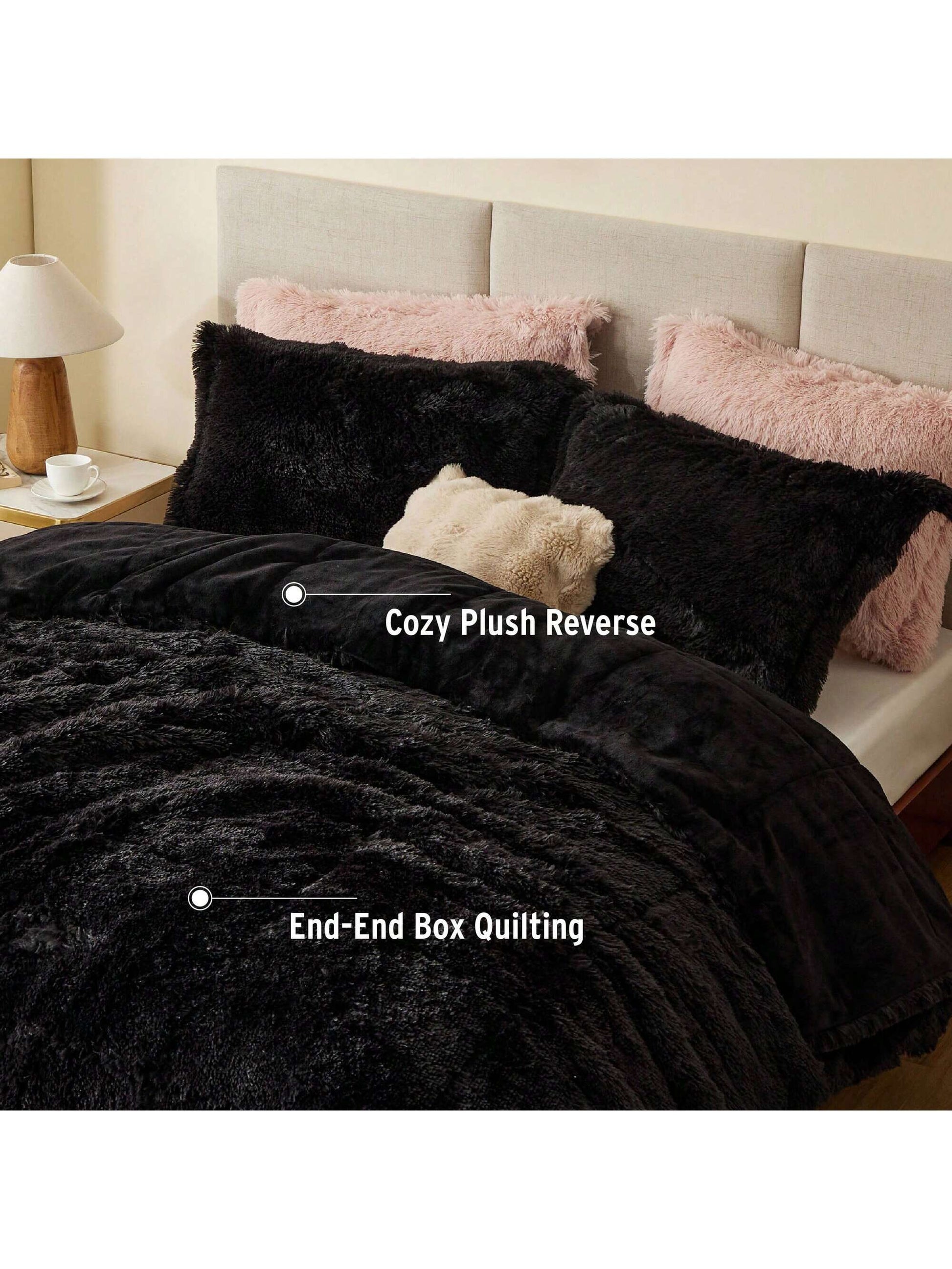 Shaggy Faux Fur 2/3 Pieces Bedding Comforter Set,Modern Casual Ultra-Soft Fluffy With Matching Sham,All-Season Home Textile For Bedrooms,2-Piece Set For Twin/Twin XL Size,3-Piece Set For Full-Queen-Ki